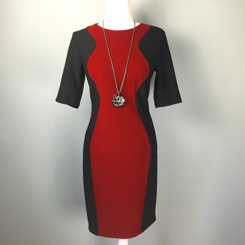 Bisou Bisou Black and Red Midi Dress - Size 4(US)